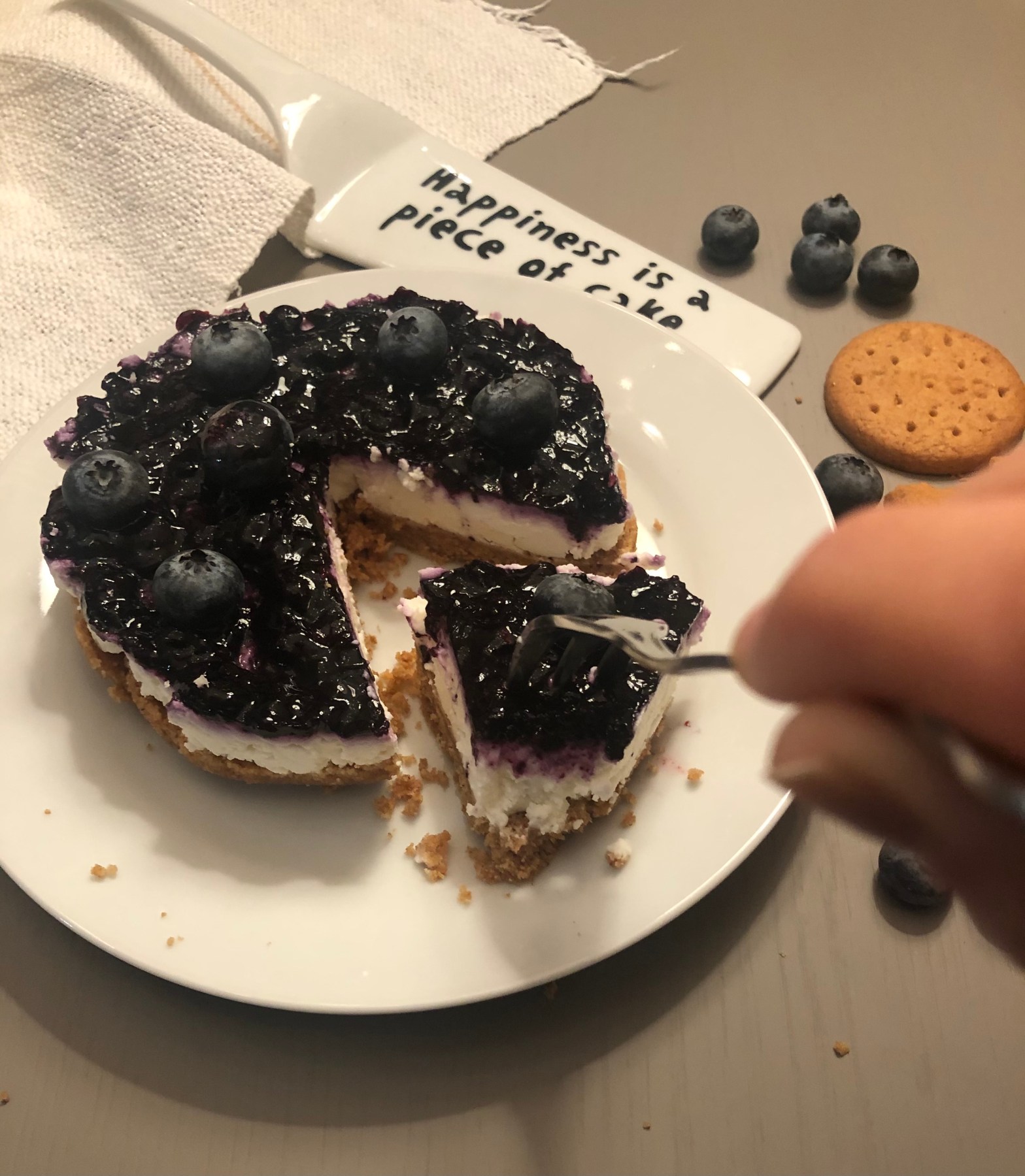 Cheesecake ai mirtilli senza colla di pesce